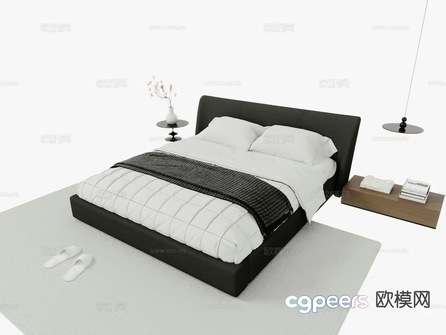 Modern double bed 3d model