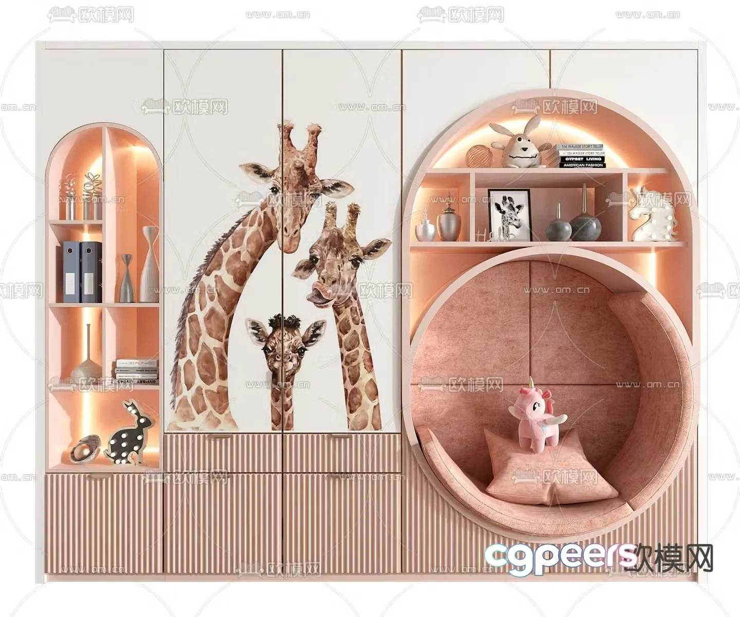 Children’s bookcase storage cabinet 3d model