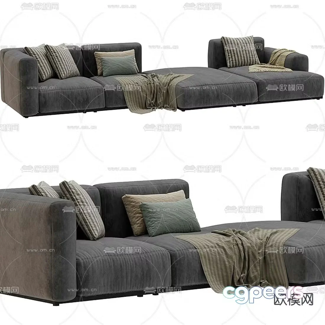 Cassina corner sofa set 3d model