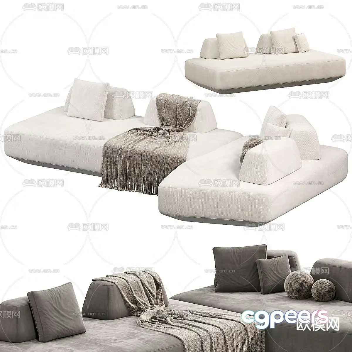multi-person sofa island sofa 3d model
