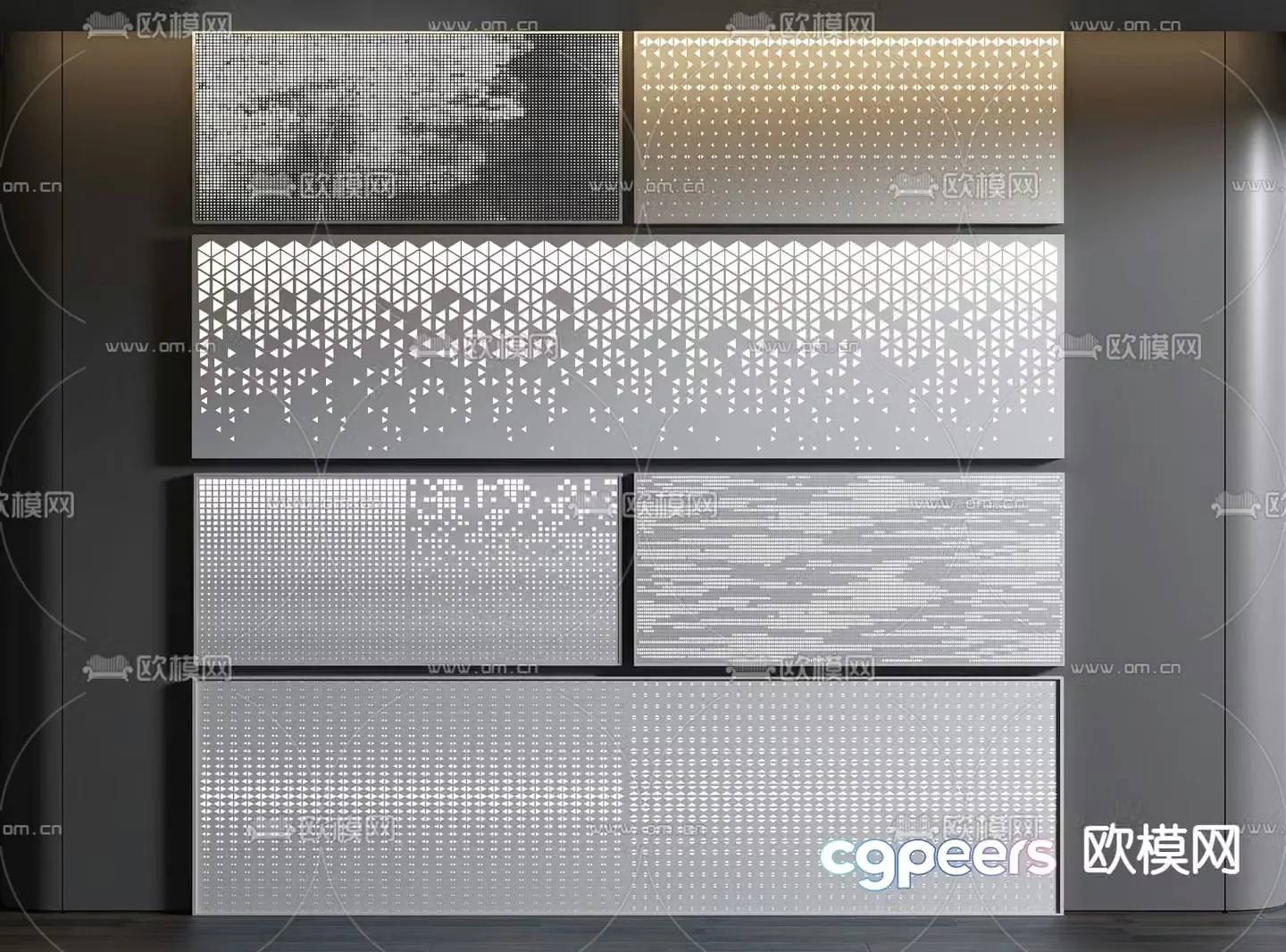 Modern translucent plate hollow plate aluminum plate 3d model