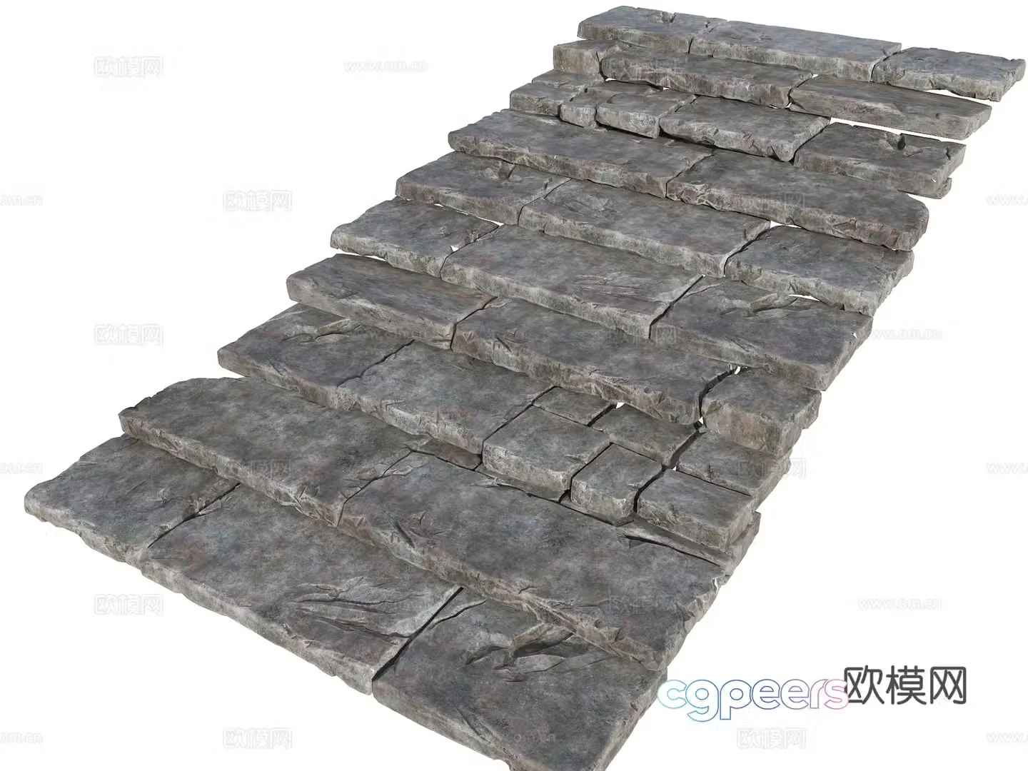 Bluestone slab steps Park slab old stone slab steps Rural wool stone slab steps Natural stone slab steps 3D model