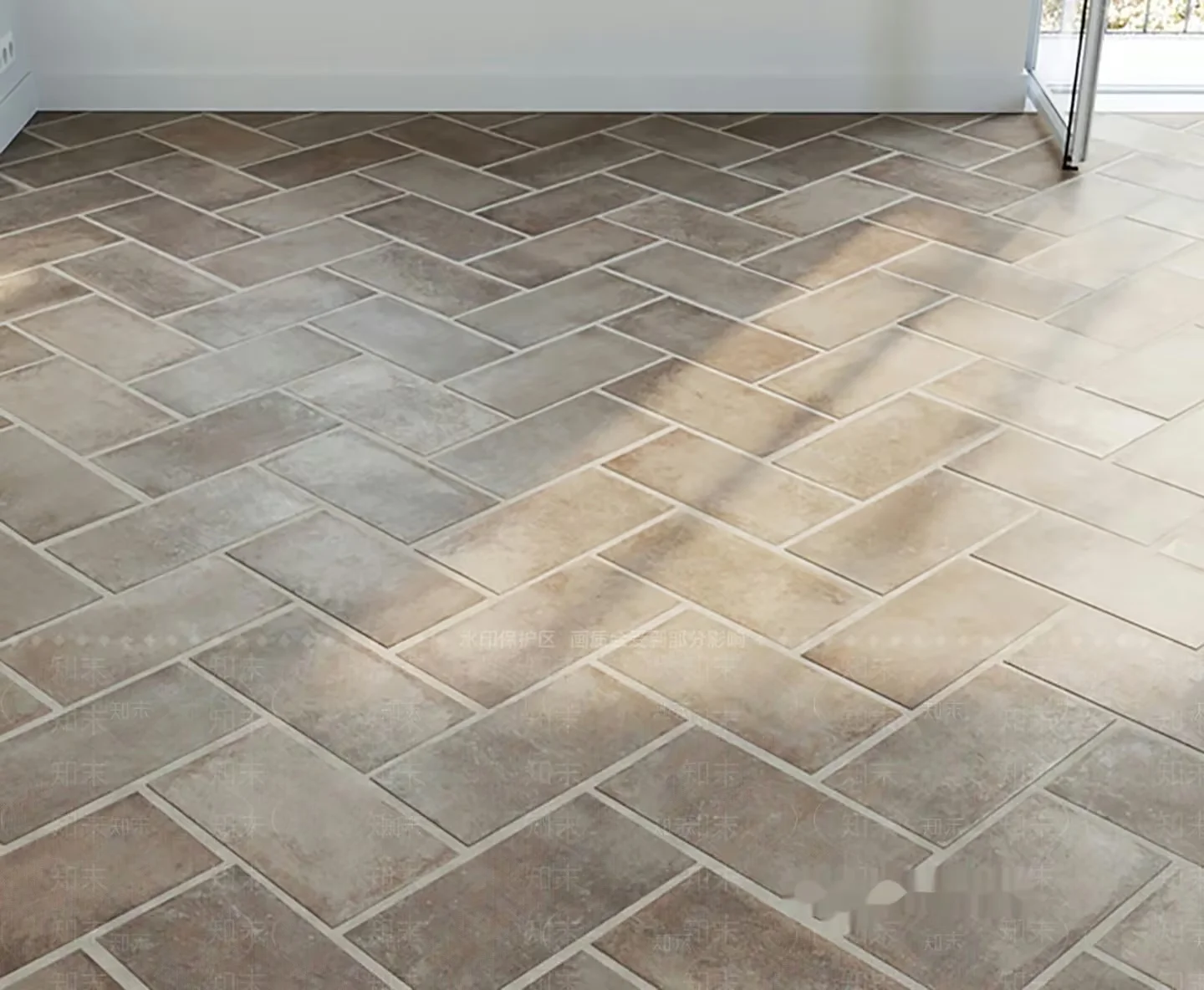 The Main Subject Is A Tile Floor With A Herringbone Pattern 3D Model – 9066 – VRAY Render