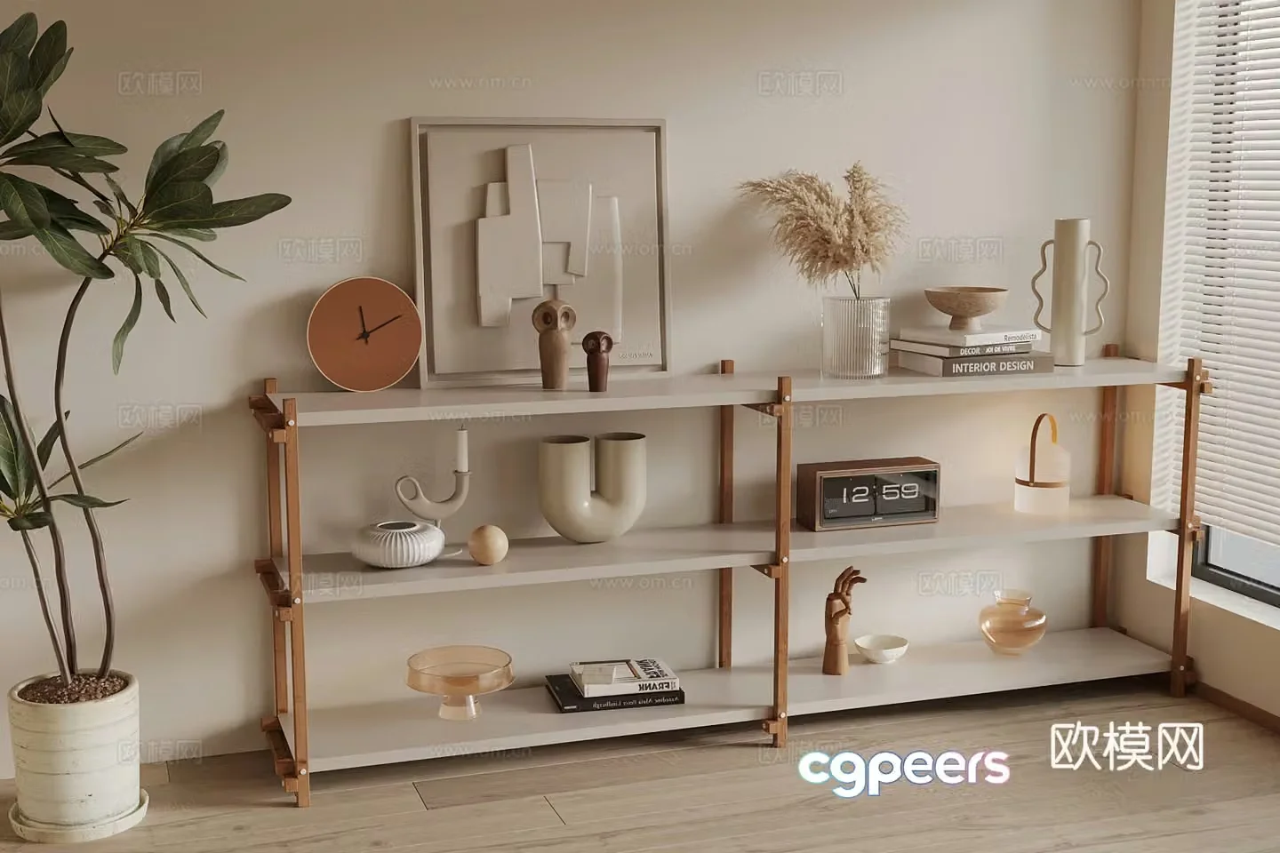 Modern shelf ornament combination 3D model