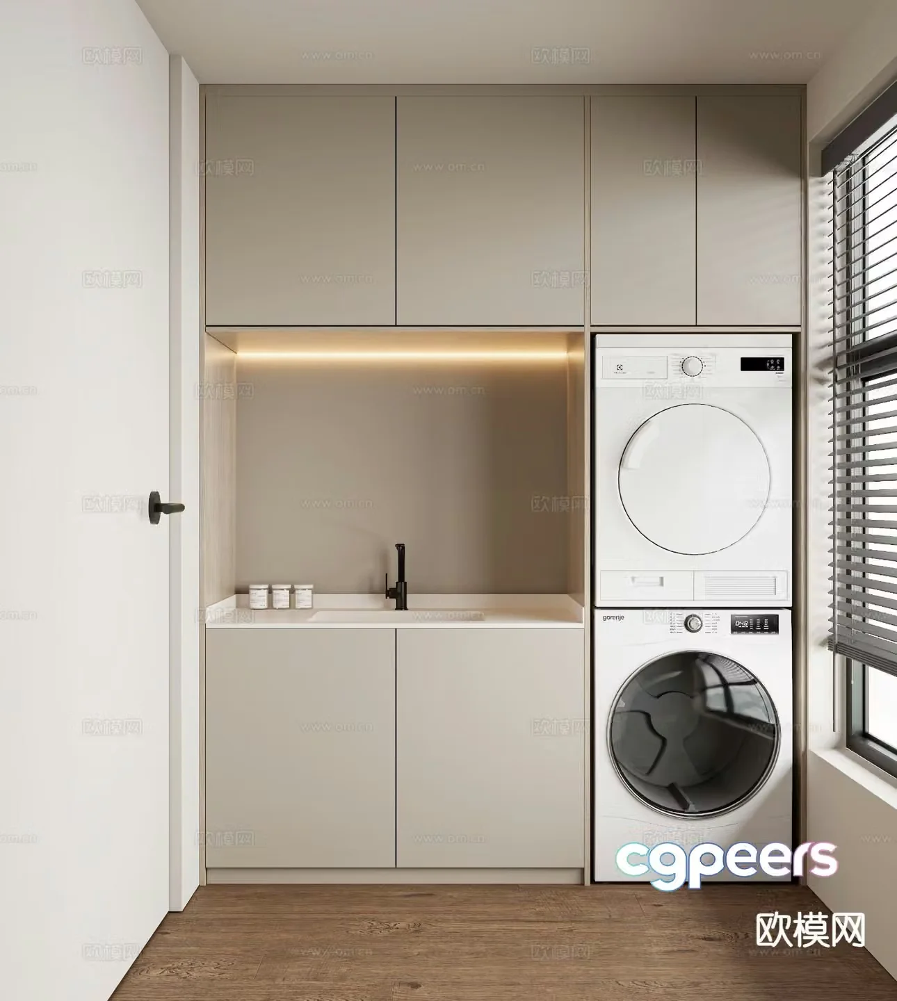 Modern balcony cabinet washing machine cabinet 3d model