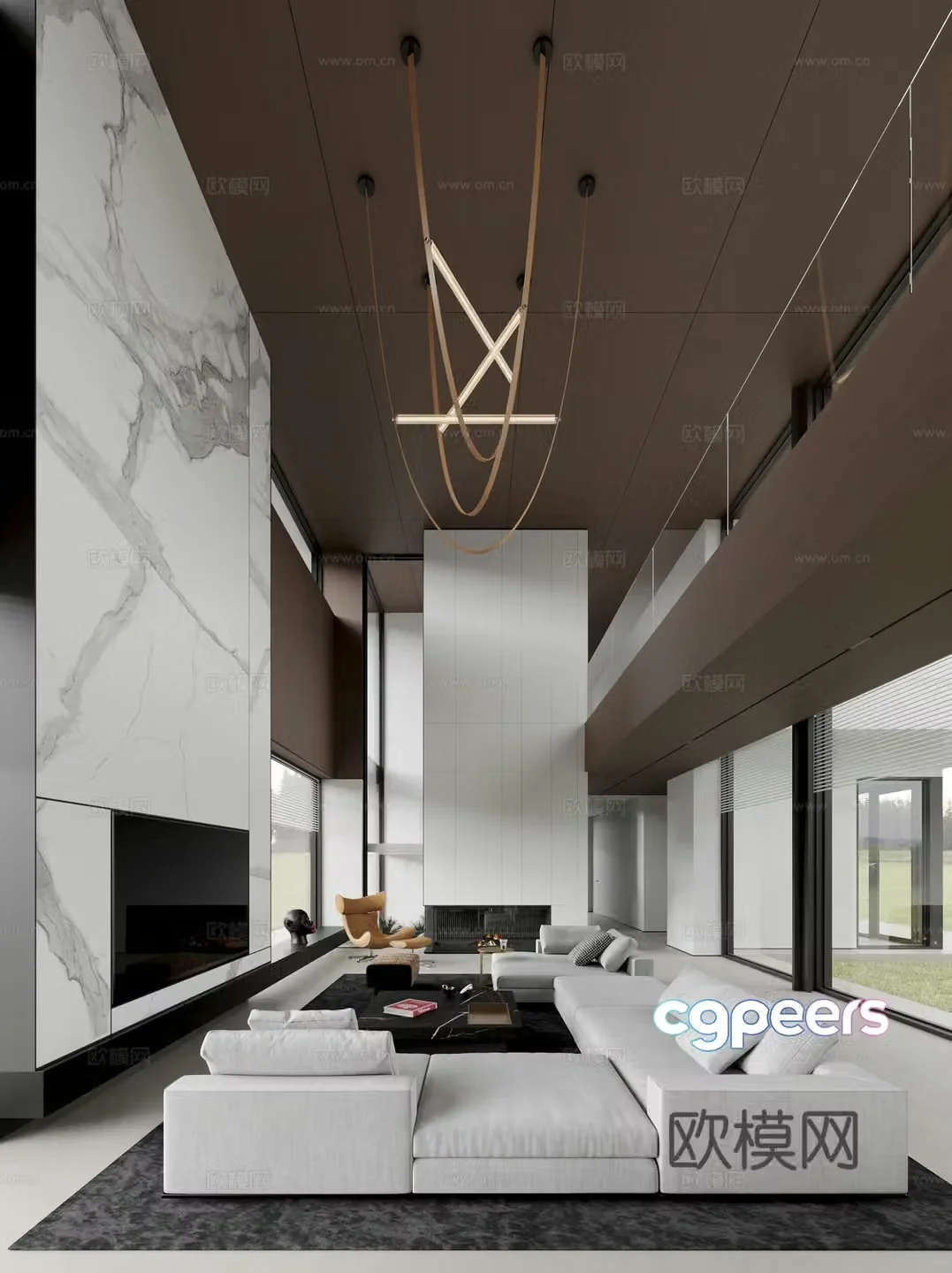 Modern villa living room 3d model