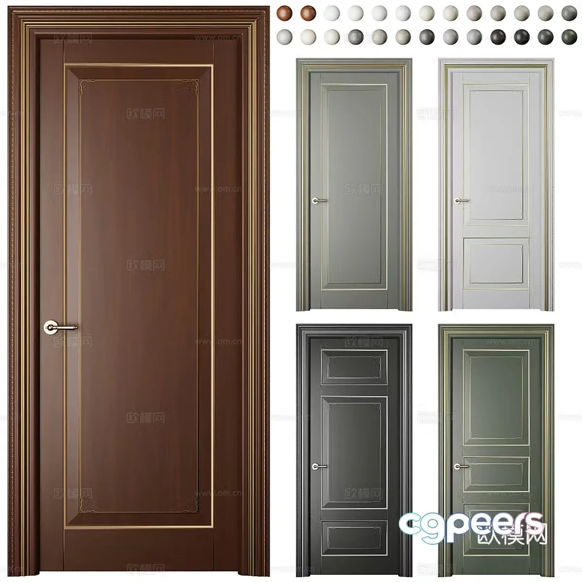 New Chinese style light luxury interior suit door 3D model