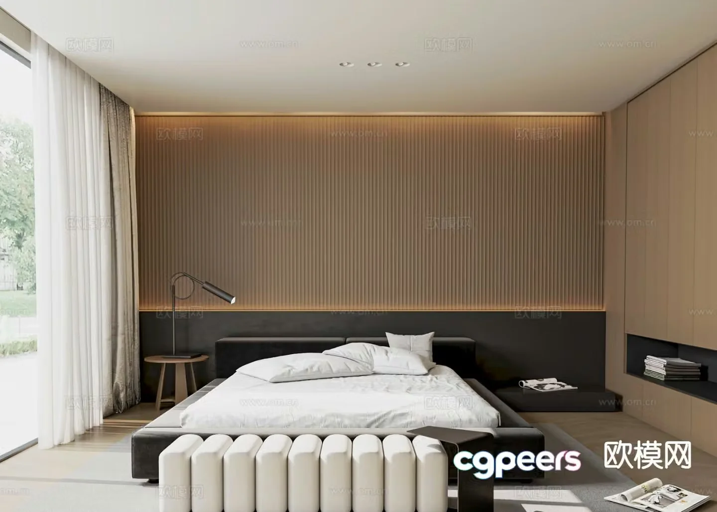 Dark style bedroom master bedroom minimalist bedroom 3d model