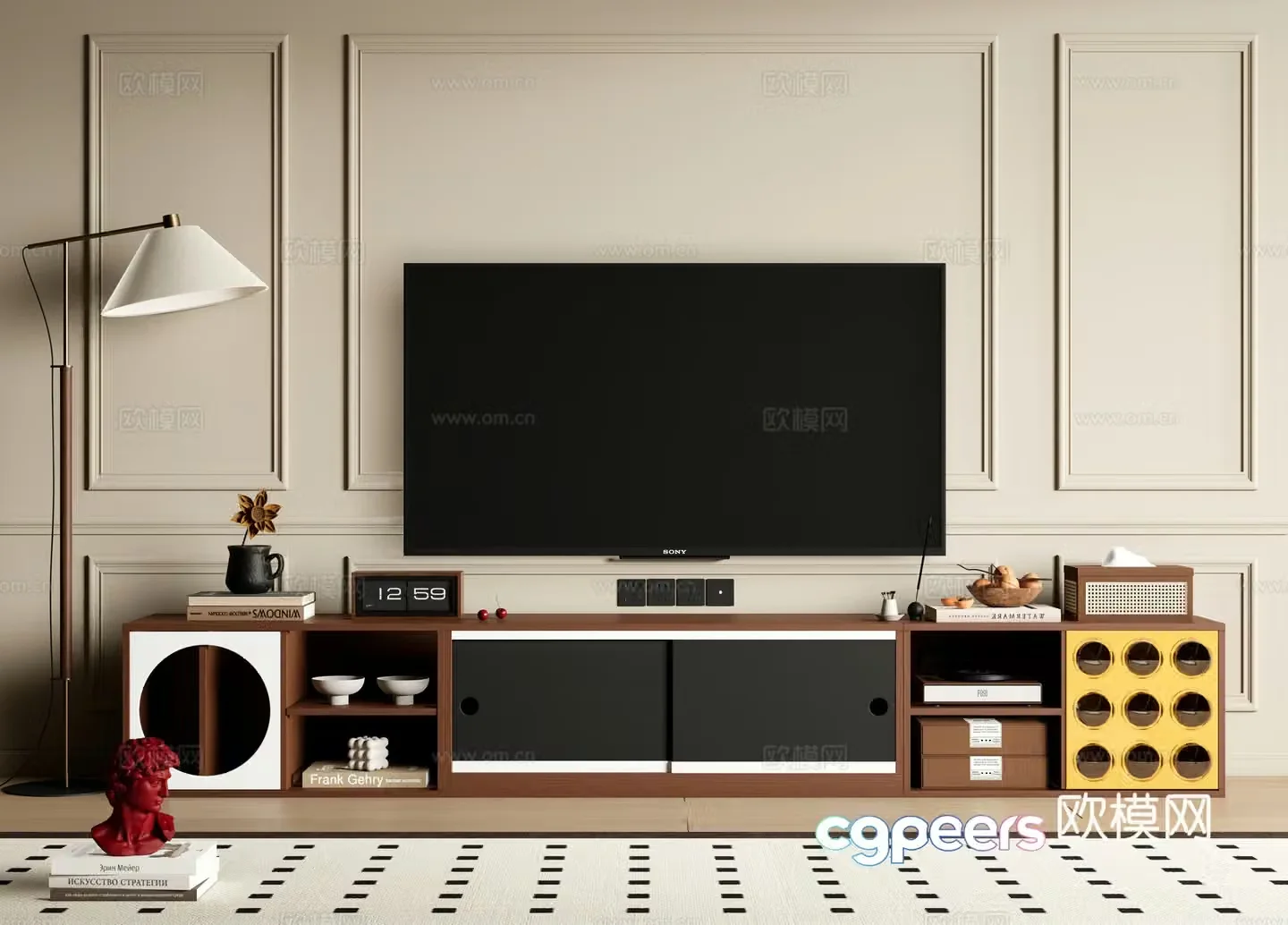 Medium retro TV cabinet Medium style TV cabinet Module combination cabinet Side cabinet TV 3D model