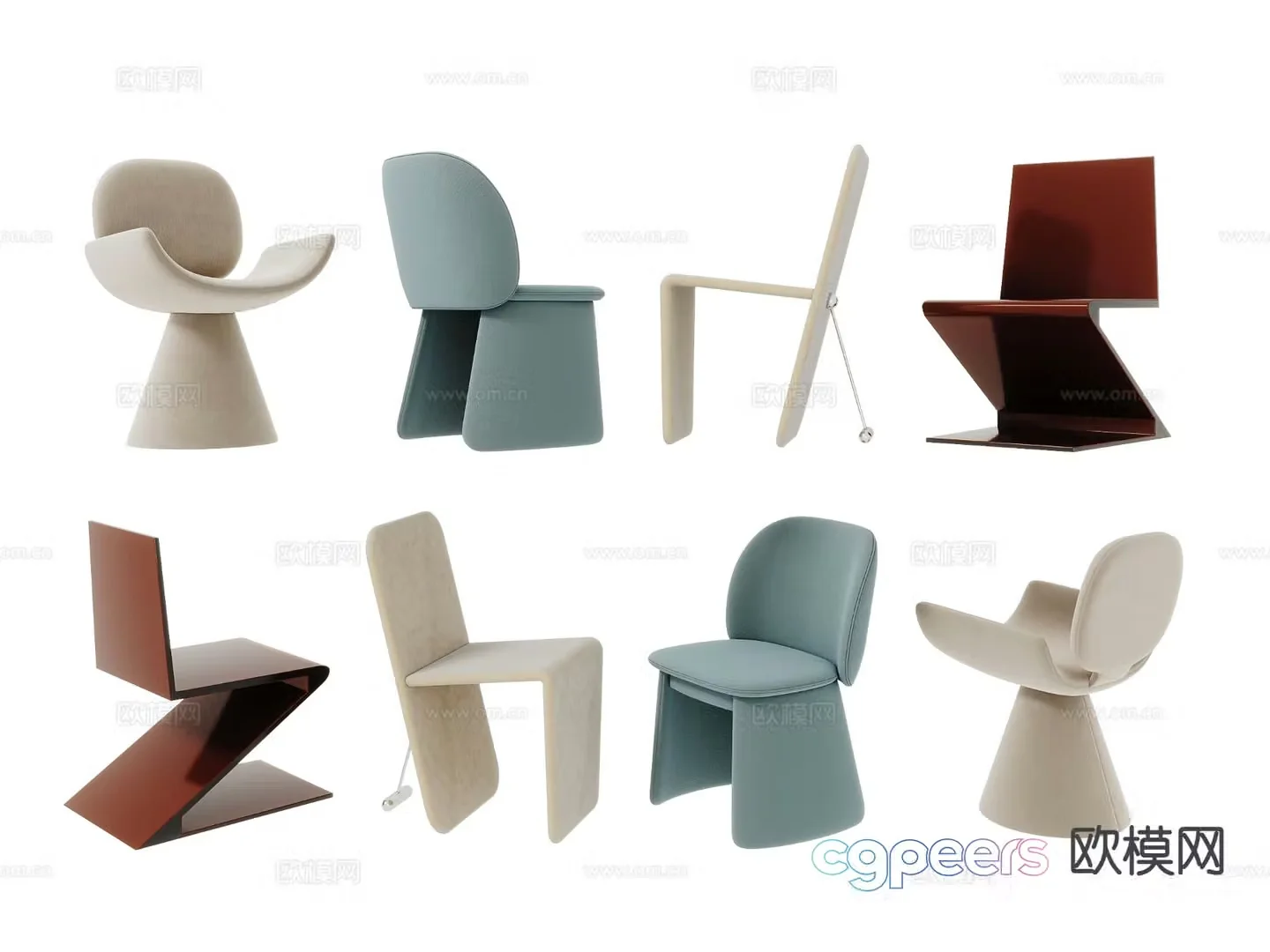 Modern single chair dining chair chair book chair 3d model