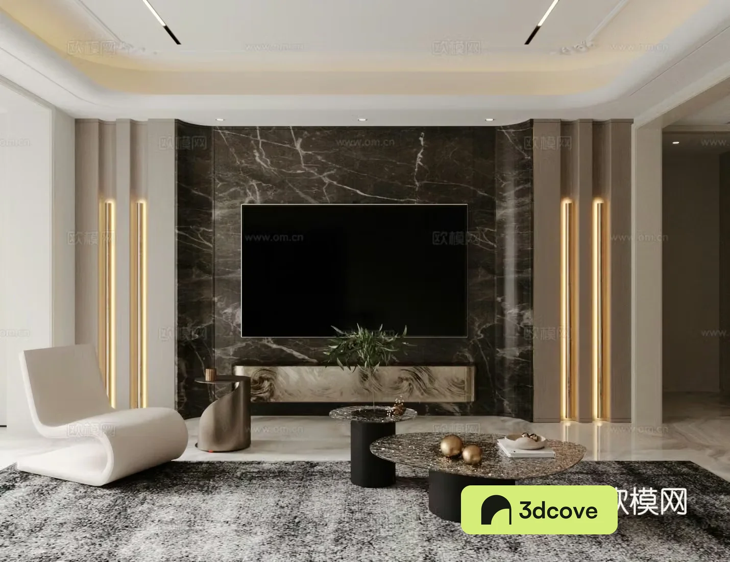 Light luxury Italian home living room TV background wall Stone TV background wall Marble background wall