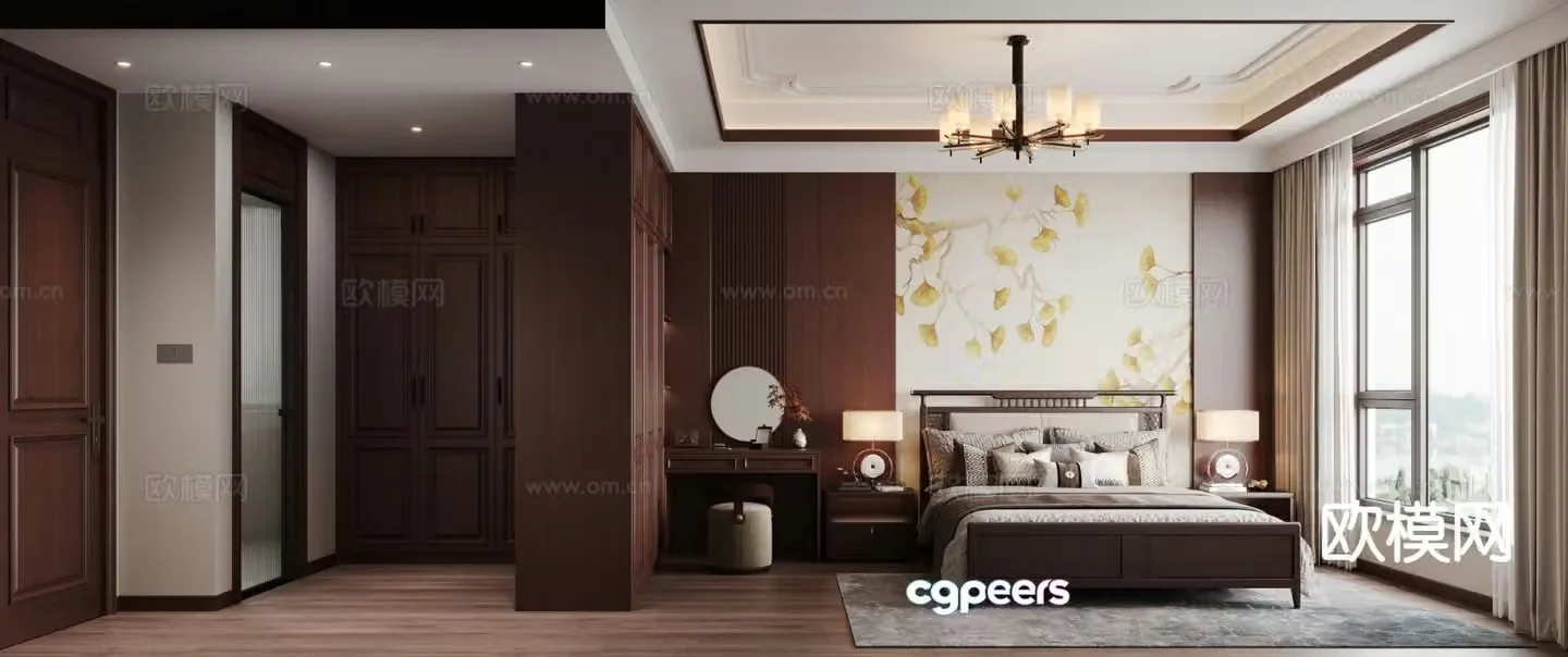 New Chinese style bedroom master bedroom 3d model