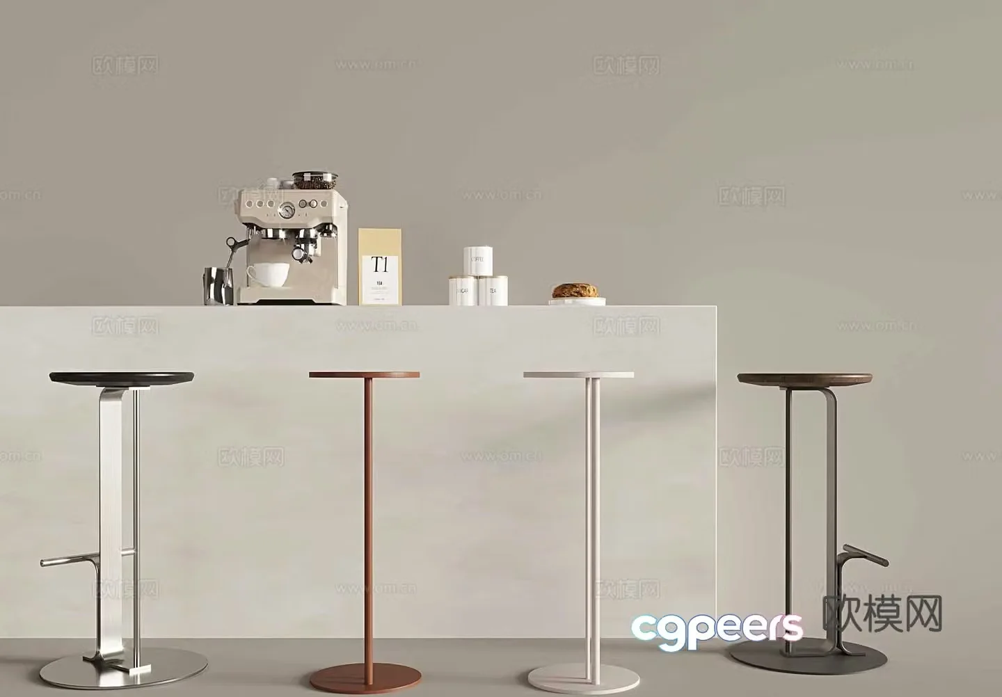 Italian bar bar stool coffee machine bar stool bar chair 3d model