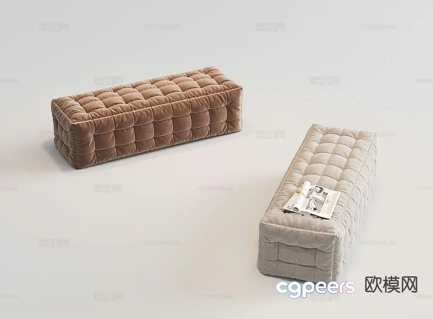 French sofa stool 3d model