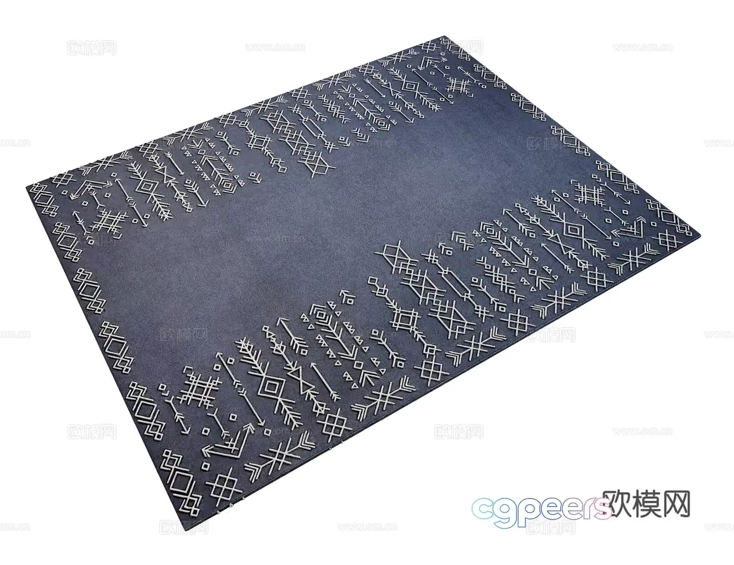 Grey Rug With White Designs 3D Model – 23136 – VRAY Render