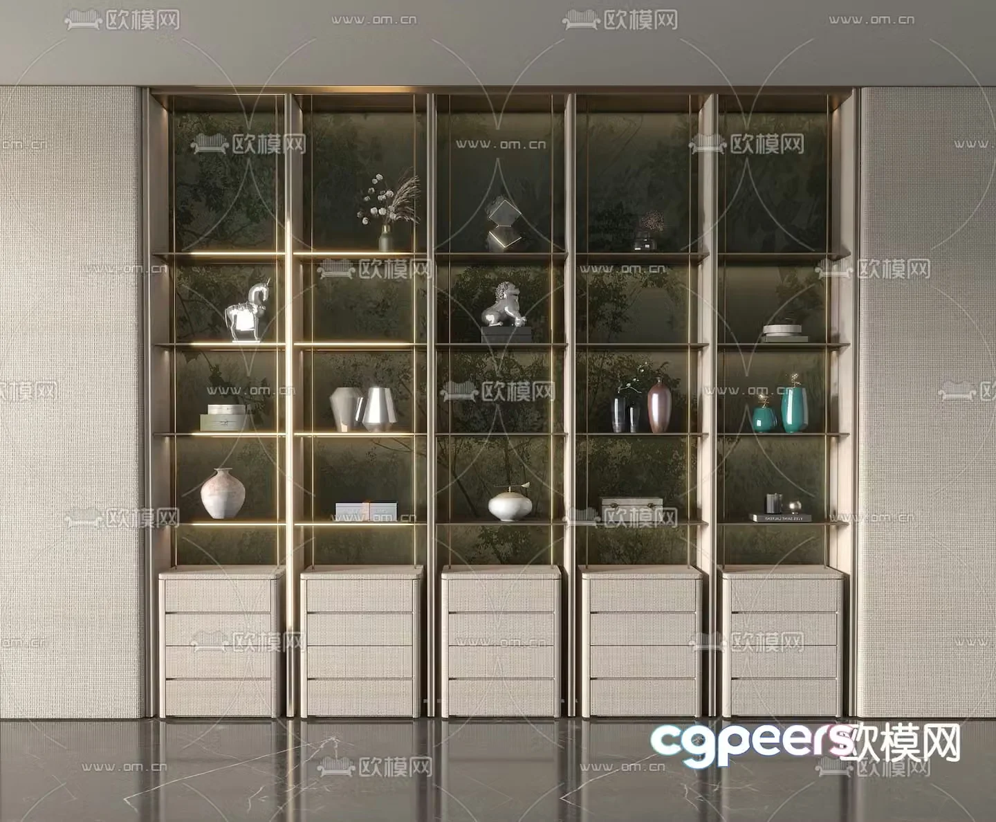 New Chinese style decorative cabinet display cabinet 3d model