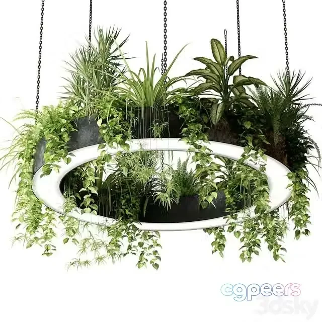 3ds Max Free – Ring lamp planter with plants