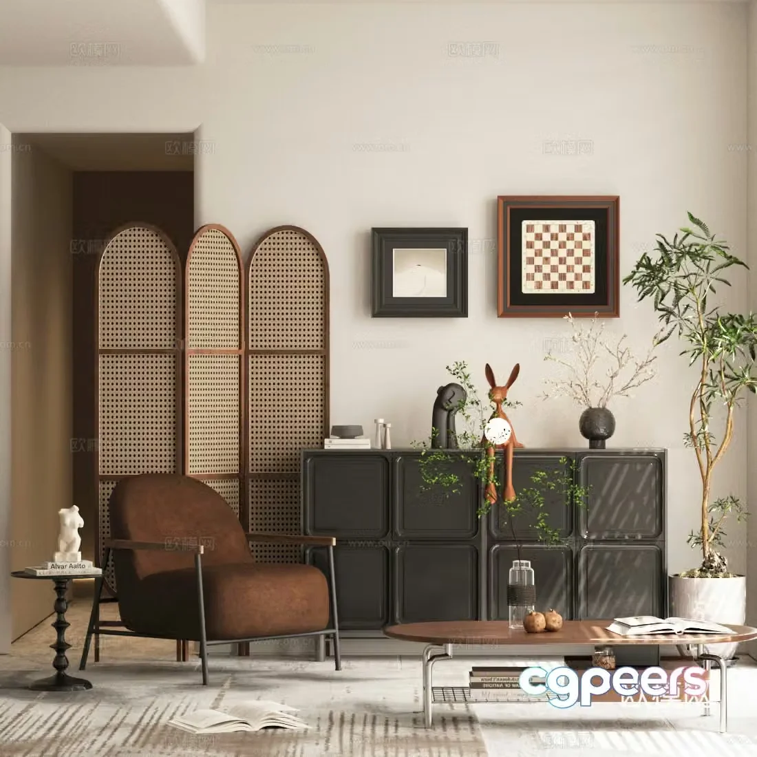 New Chinese Zen chest of cabinets New Chinese style porch cabinets Terminal view porch cabinets New Chinese style decorative cabinets Side cabinets 3D model