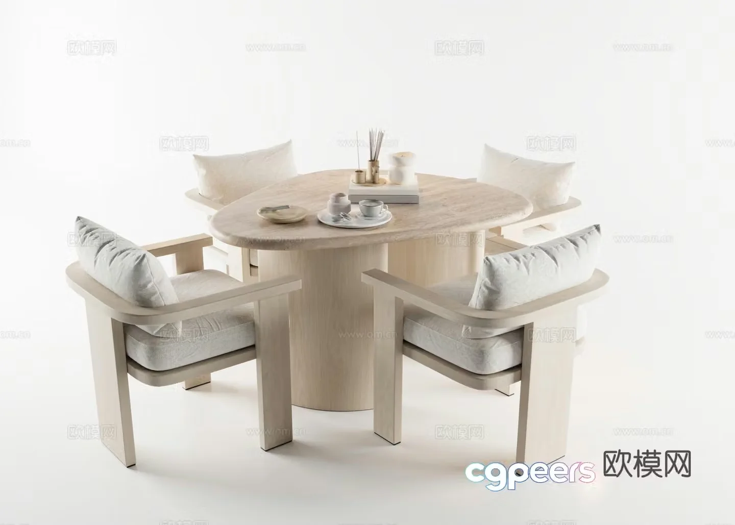 Dining table Dining chair Restaurant Carpet 3d model