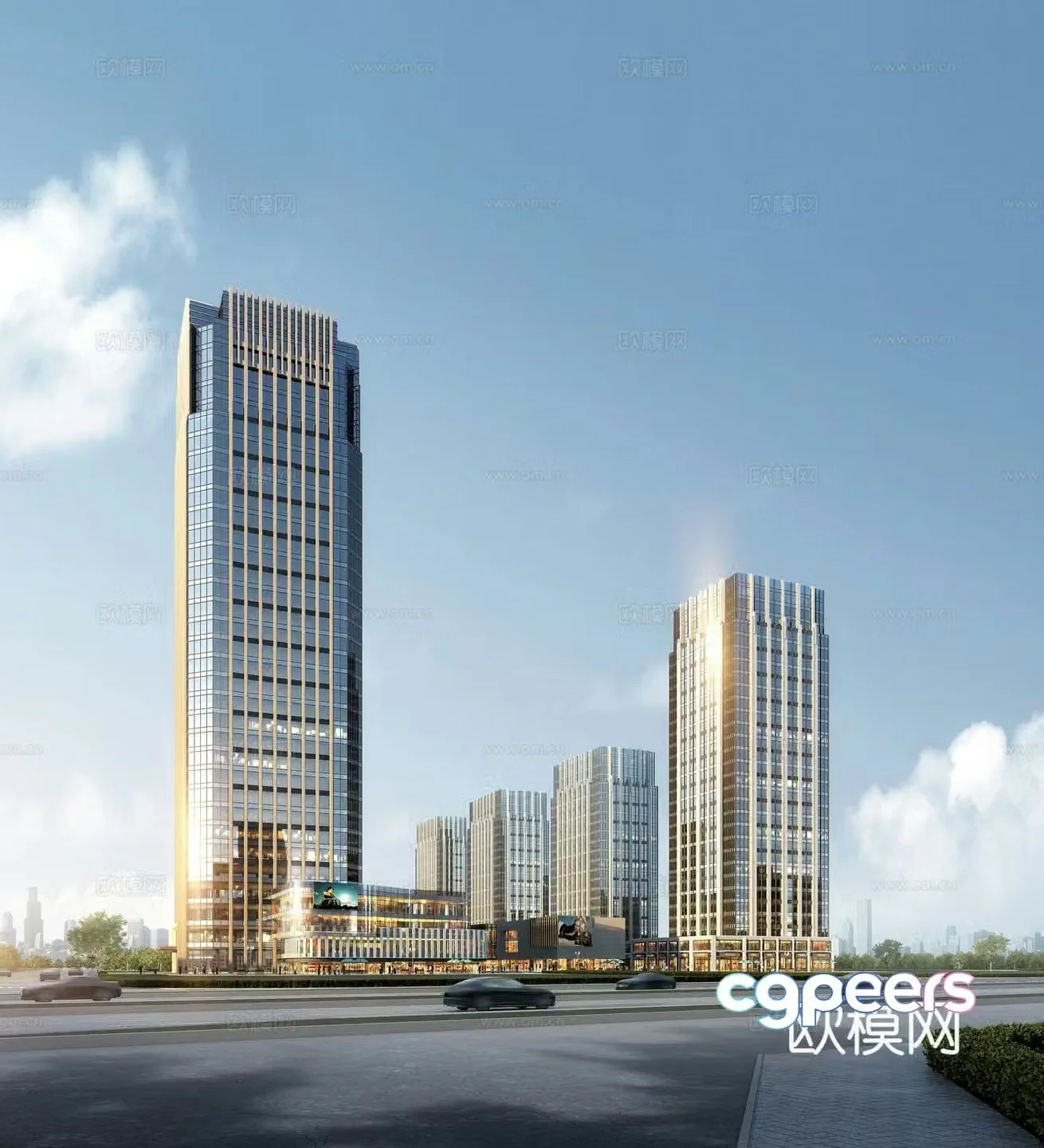 Office building exterior commercial complex 3d model