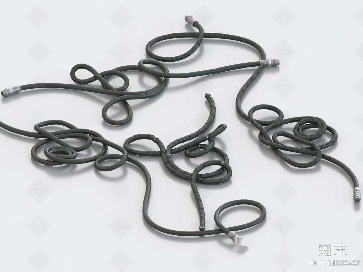 A Black Hose With Silver Ends 3D Model – 10808 – VRAY Render