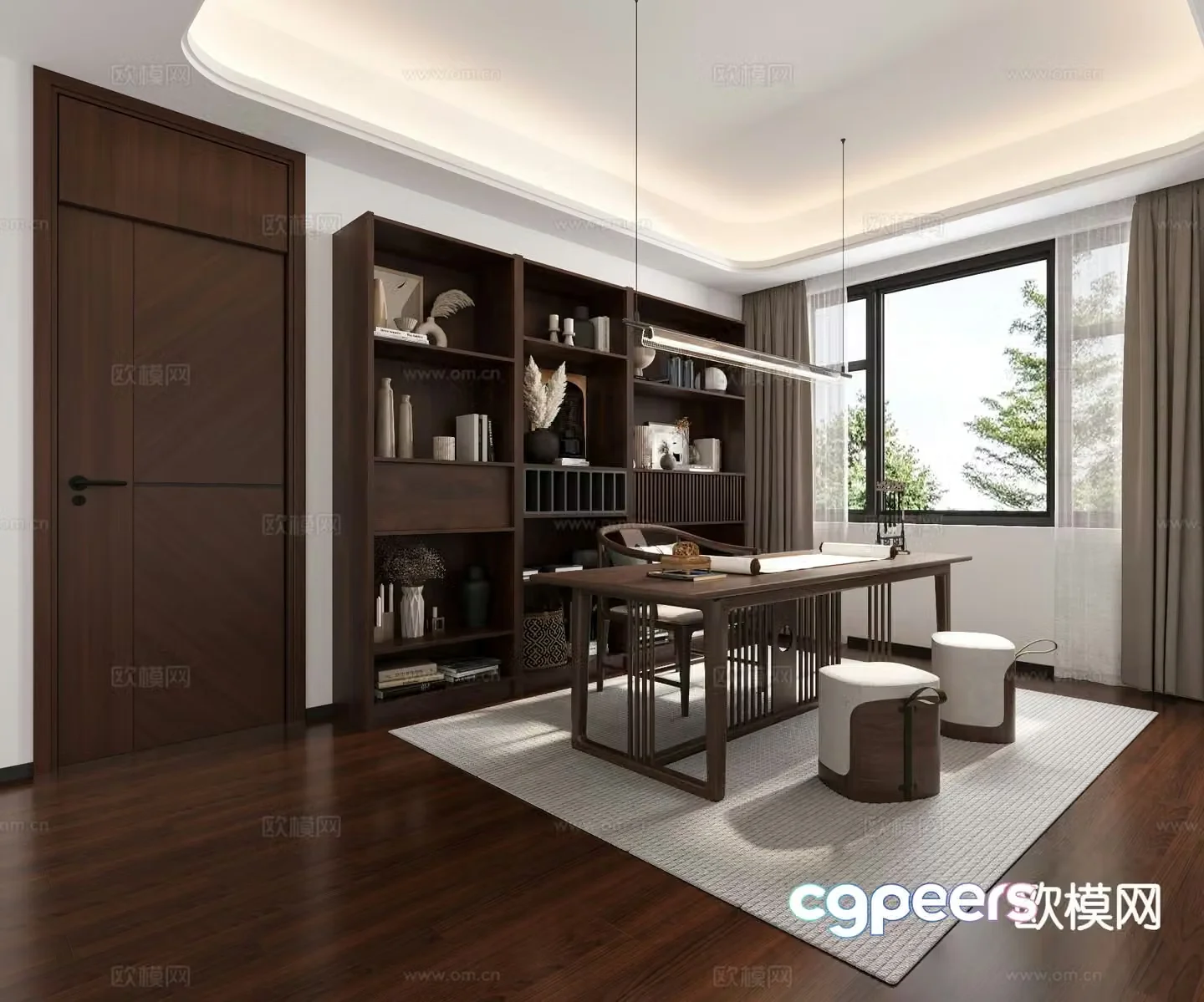 New Chinese style study 3D model
