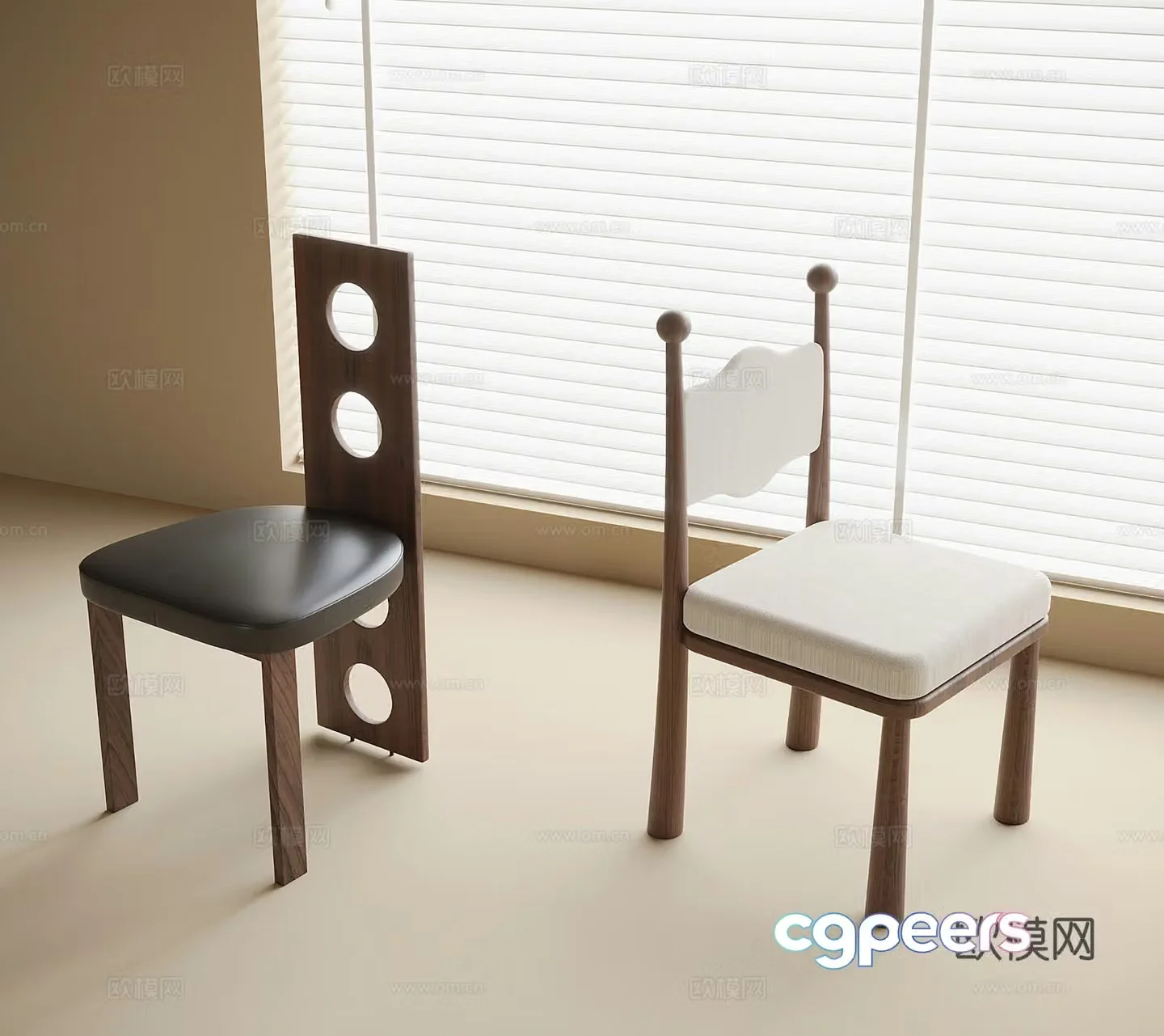 Medieval style dining chair single chair book chair 3D model