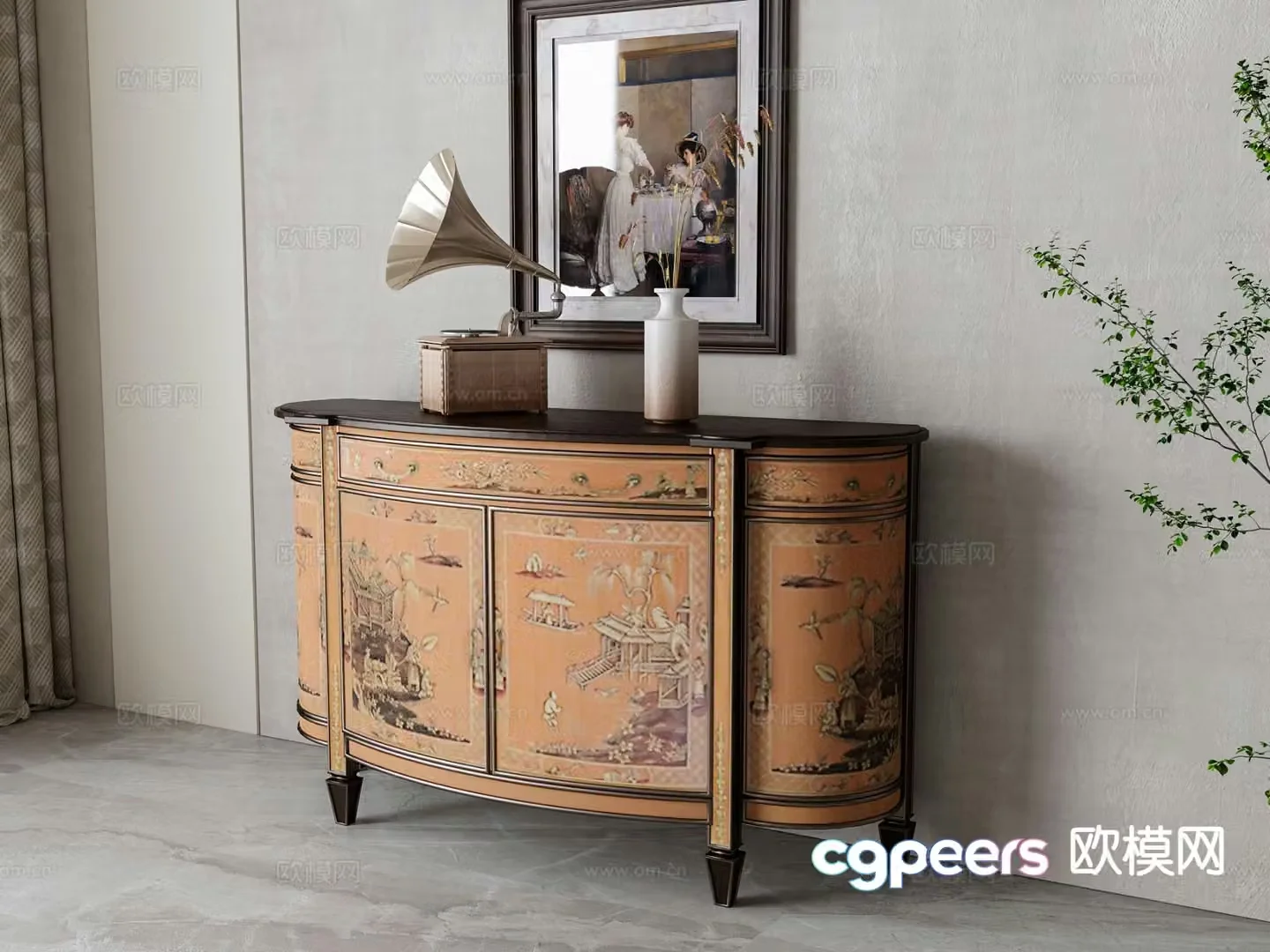 European style entrance cabinet 3D model