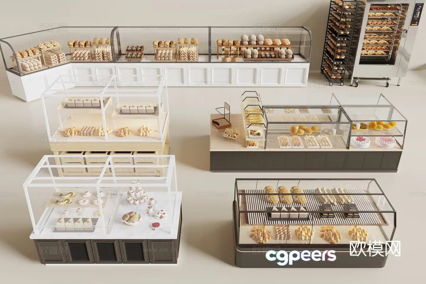 Modern bread cabinet display rack 3d model