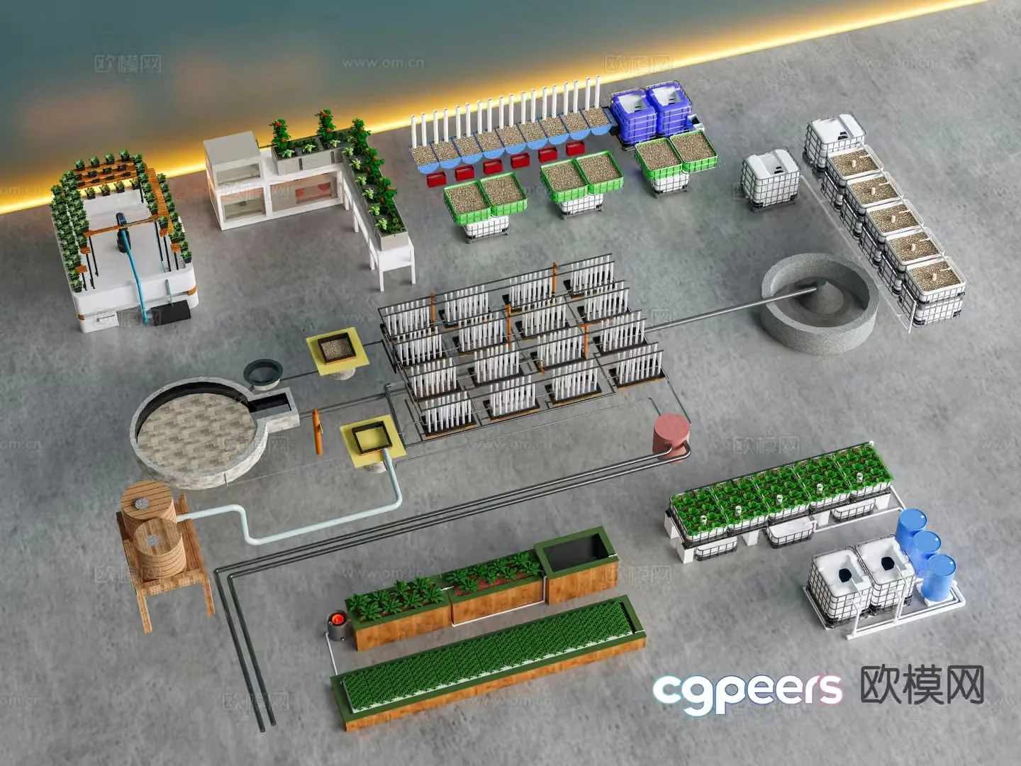 Modern irrigation equipment Vegetable garden vegetable field Breeding and cultivation equipment 3D model