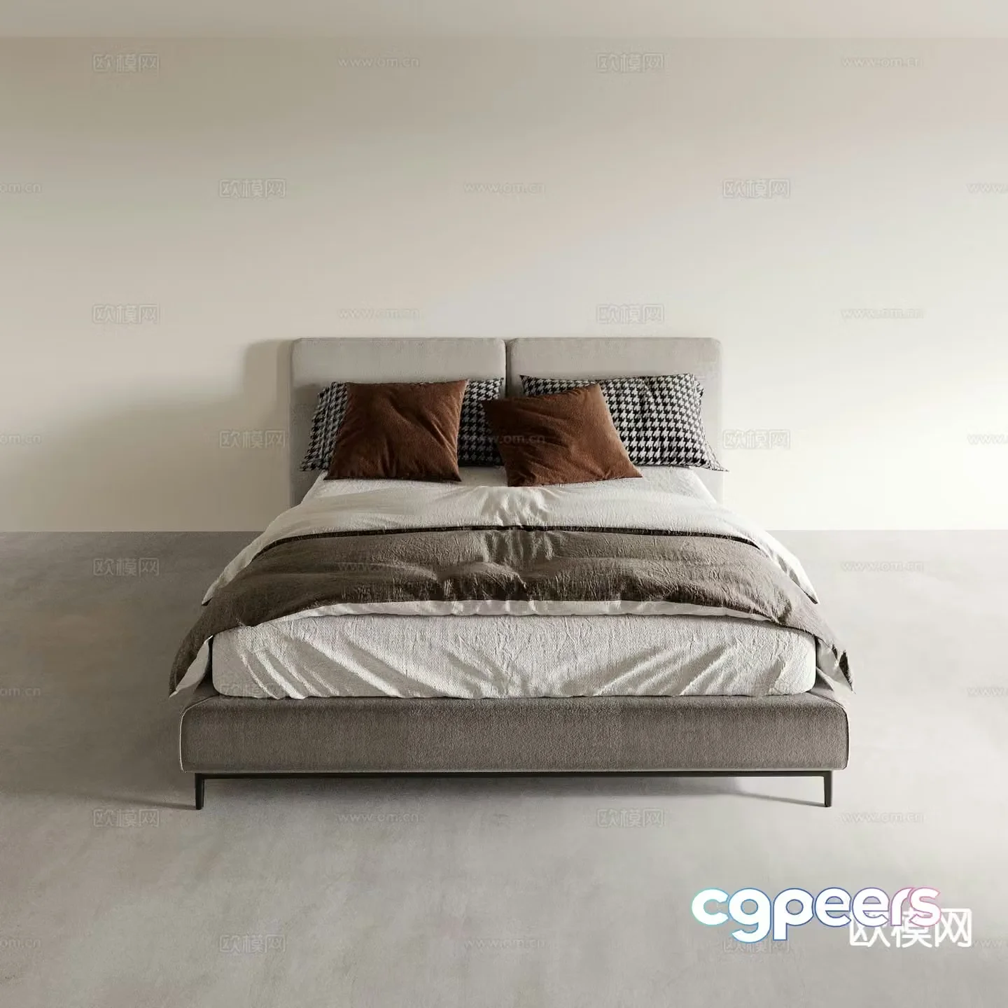 Modern double bed 3d model