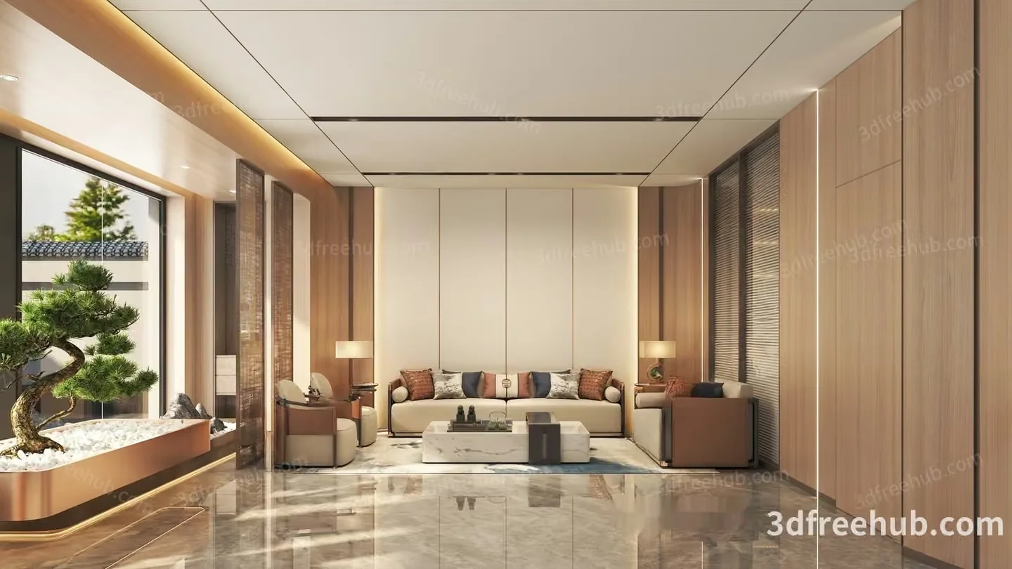 Modern Living Room 3D Model – 22653 – VRAY Render