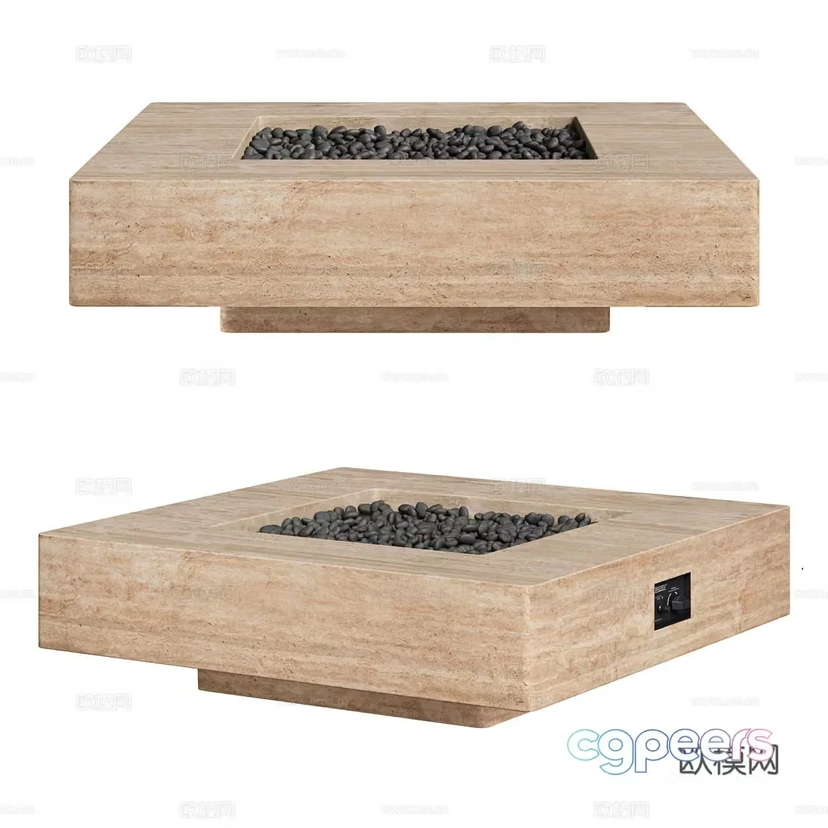 Outdoor Fireplace MASON SQUARE FIRE TABLE3d Model