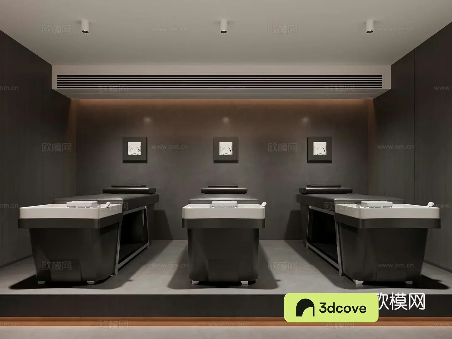 Modern barber shop hair washing area