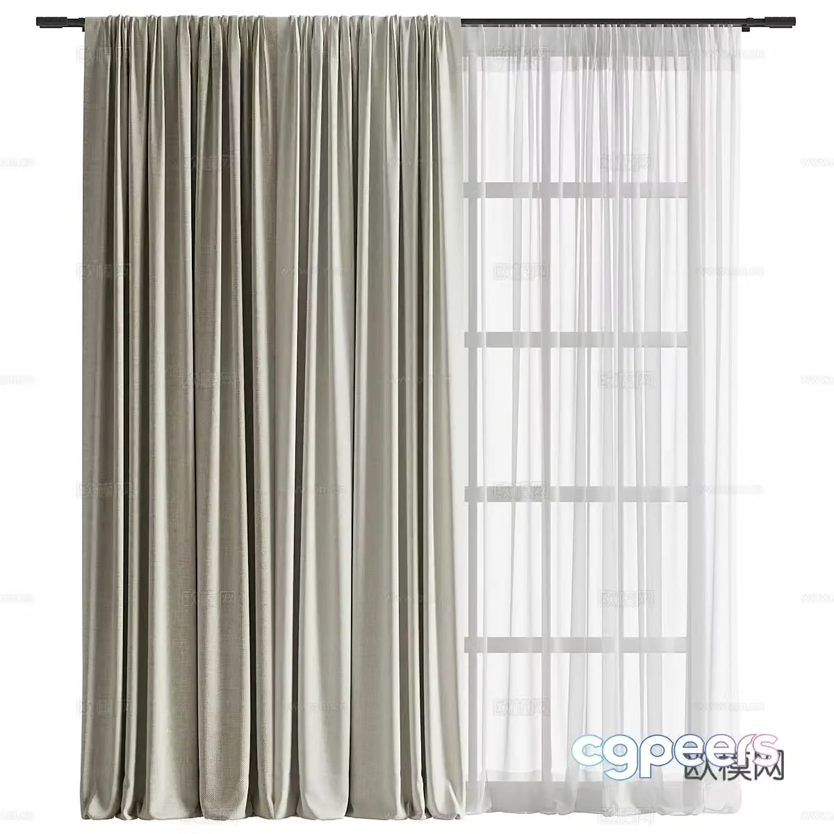 Modern fabric curtain 3d model
