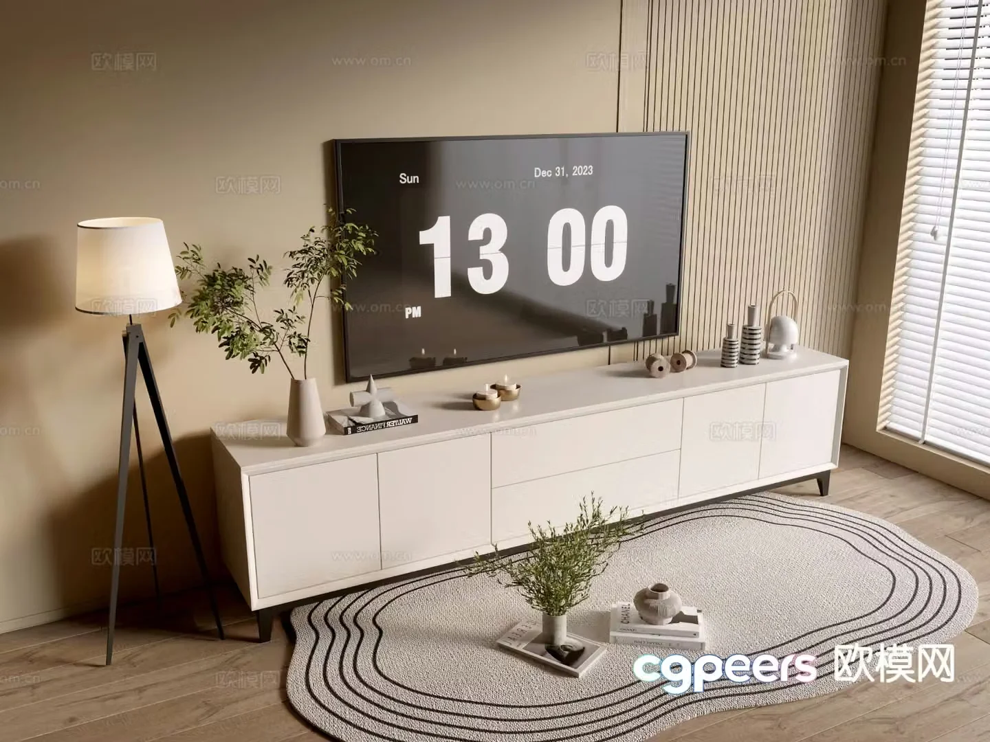 Cream style TV cabinet 3d model