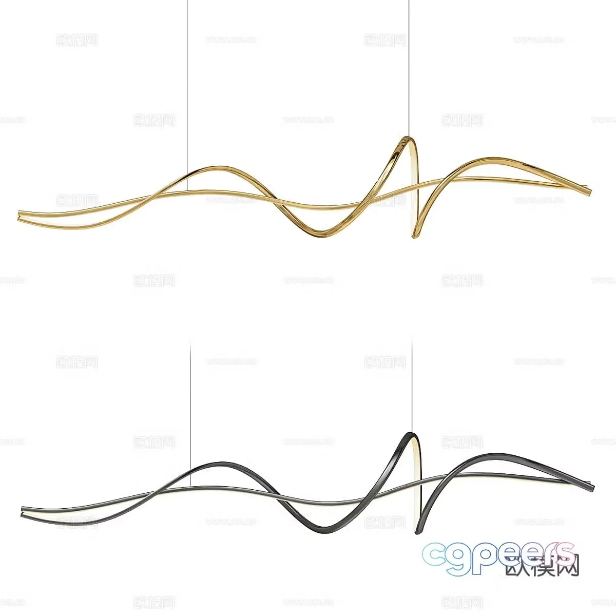 Modern light luxury ESKILD LONG linear chandelier 3d model