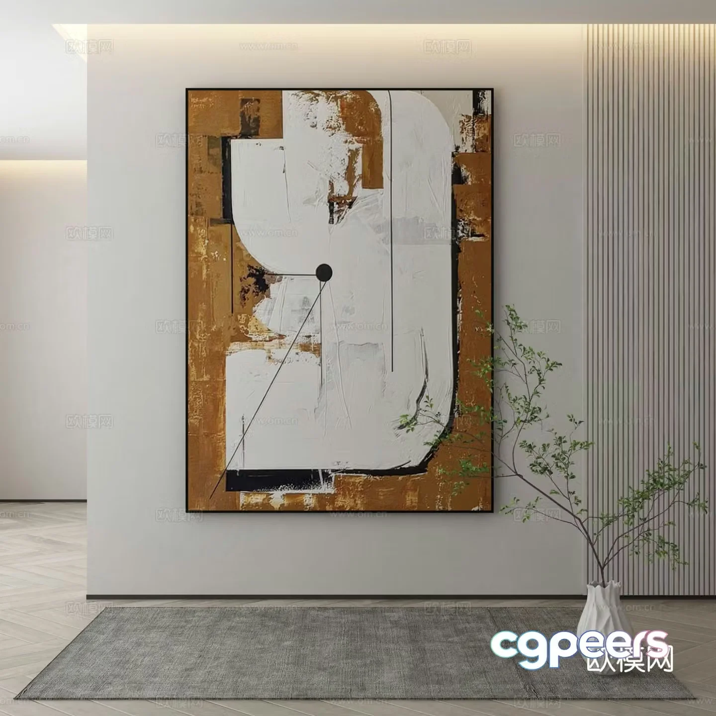 Modern texture painting decorative painting 3d model
