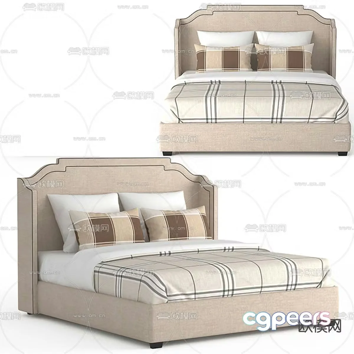 Modern double bed 3d model