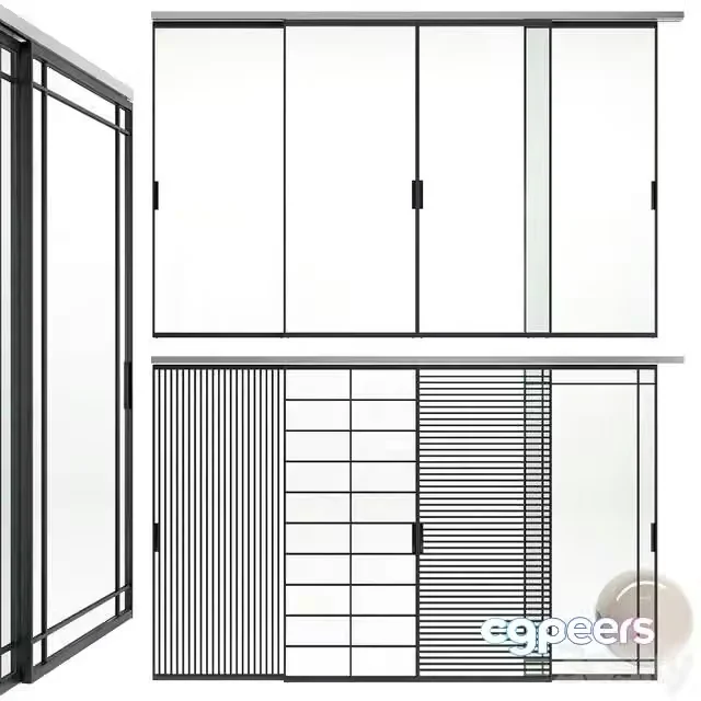 3ds Max Free – Sliding glass partitions Union in Stratus Slim profile