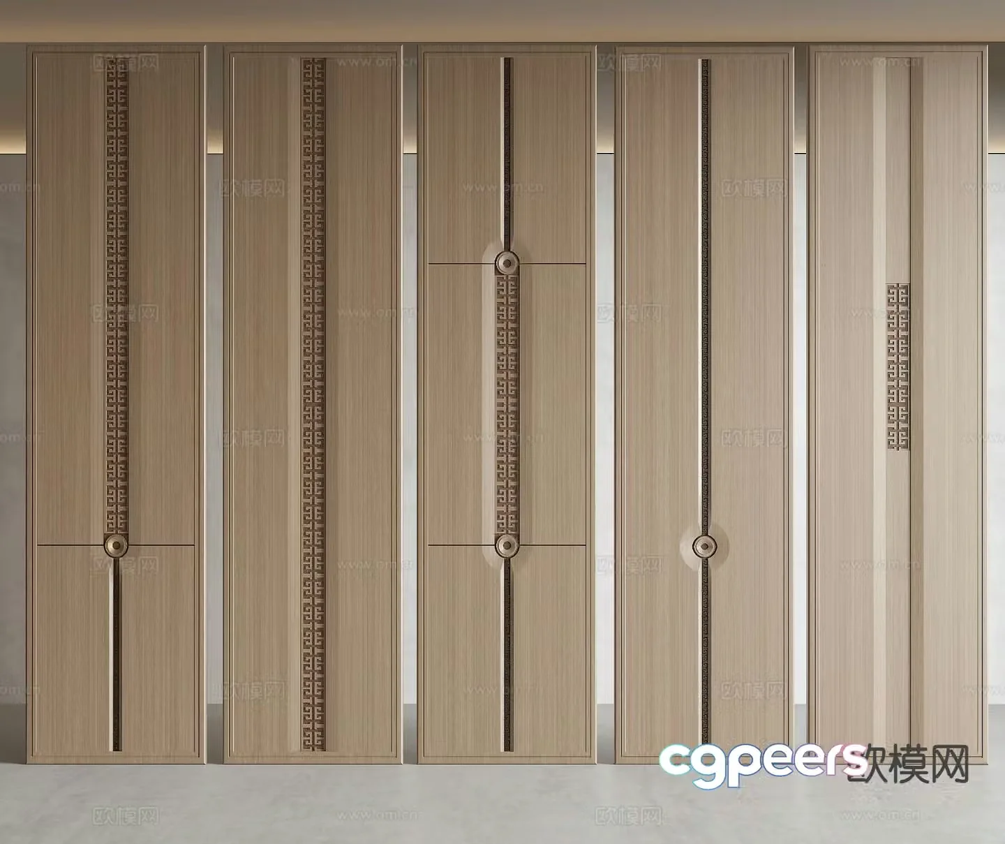 New Chinese style wainscoting styling board background wall panel 3D model