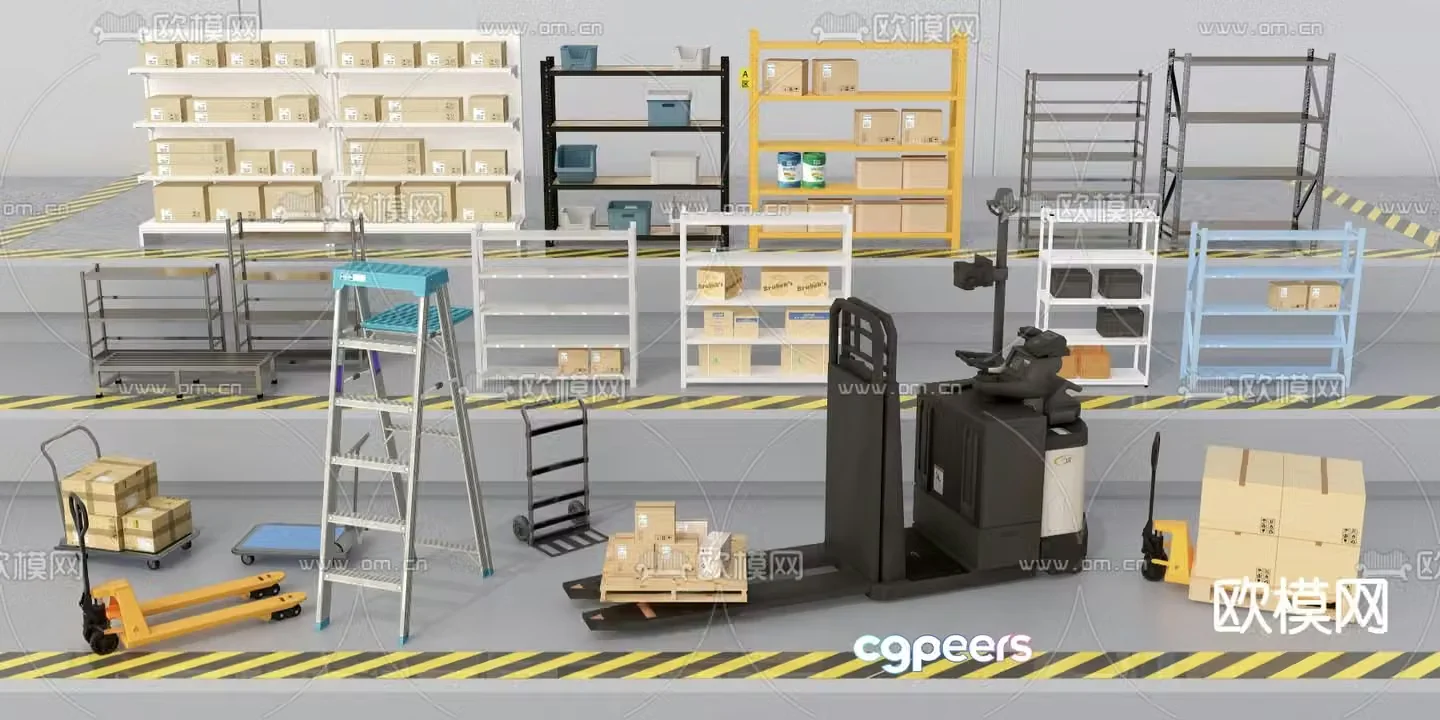 Warehouse shelves 3d model