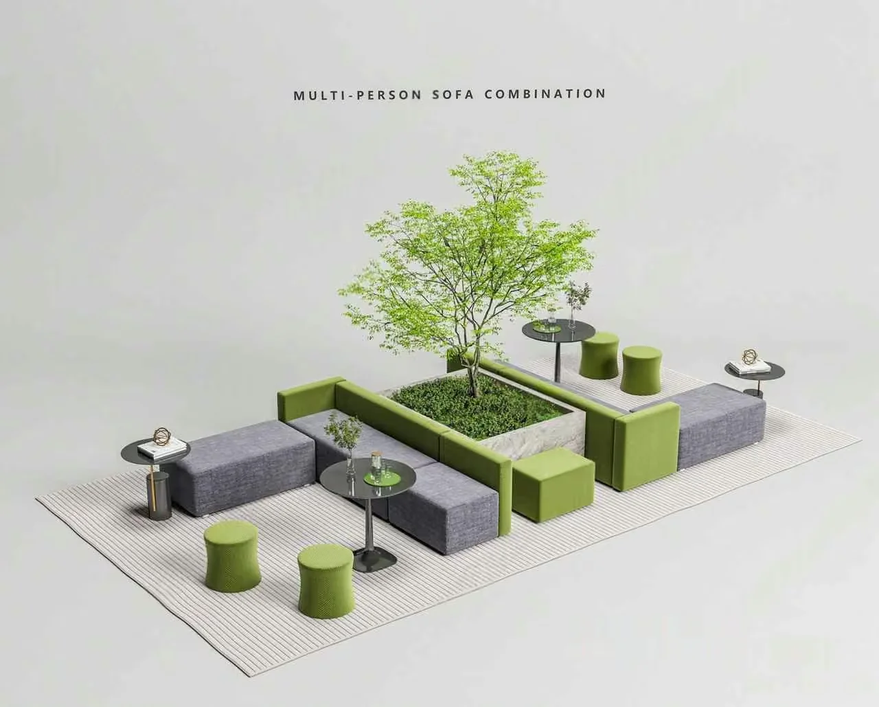 Modern Multi-Person Sofa Combination 3D Model – 2173 – VRAY Render
