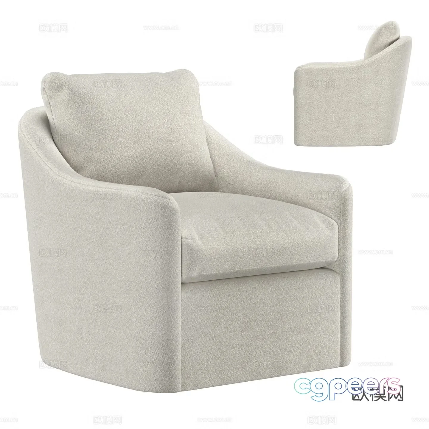 American single sofa fabric sofa casual sofa 3d model
