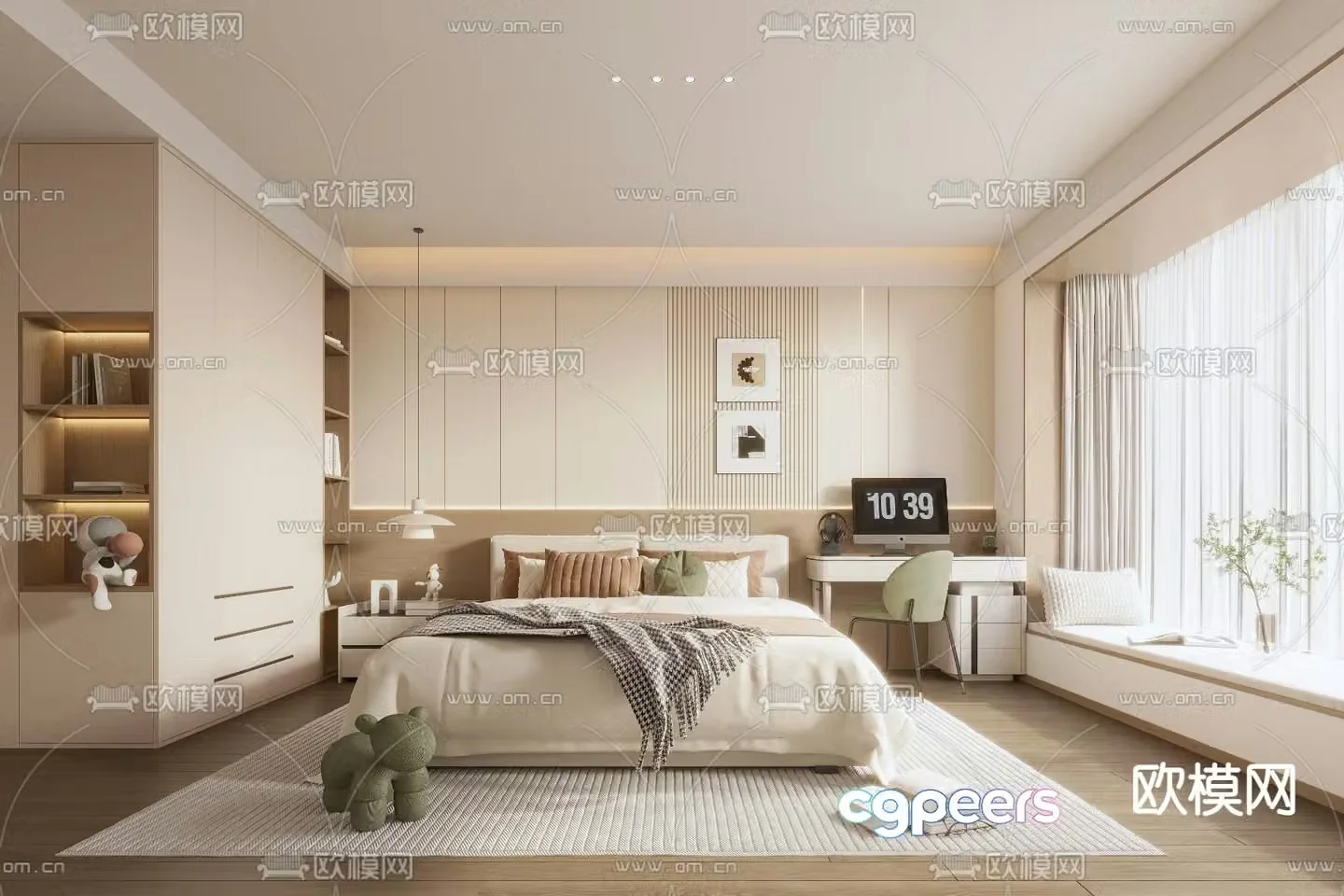 Creamy Bedroom Master Bedroom D Model