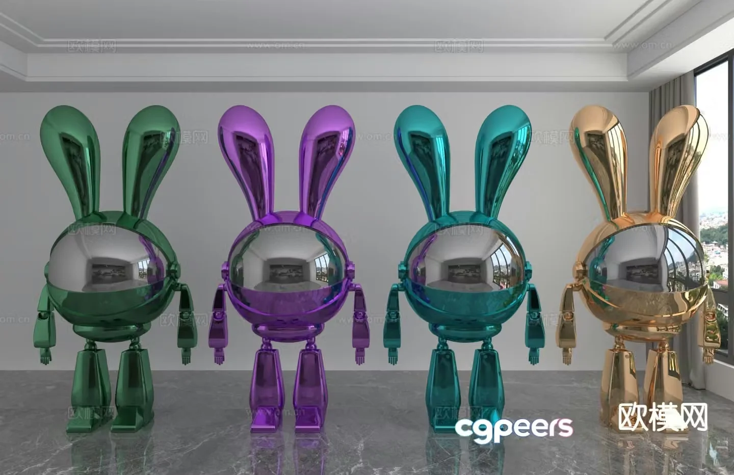 Modern color laser astronaut trendy ornament 3D model