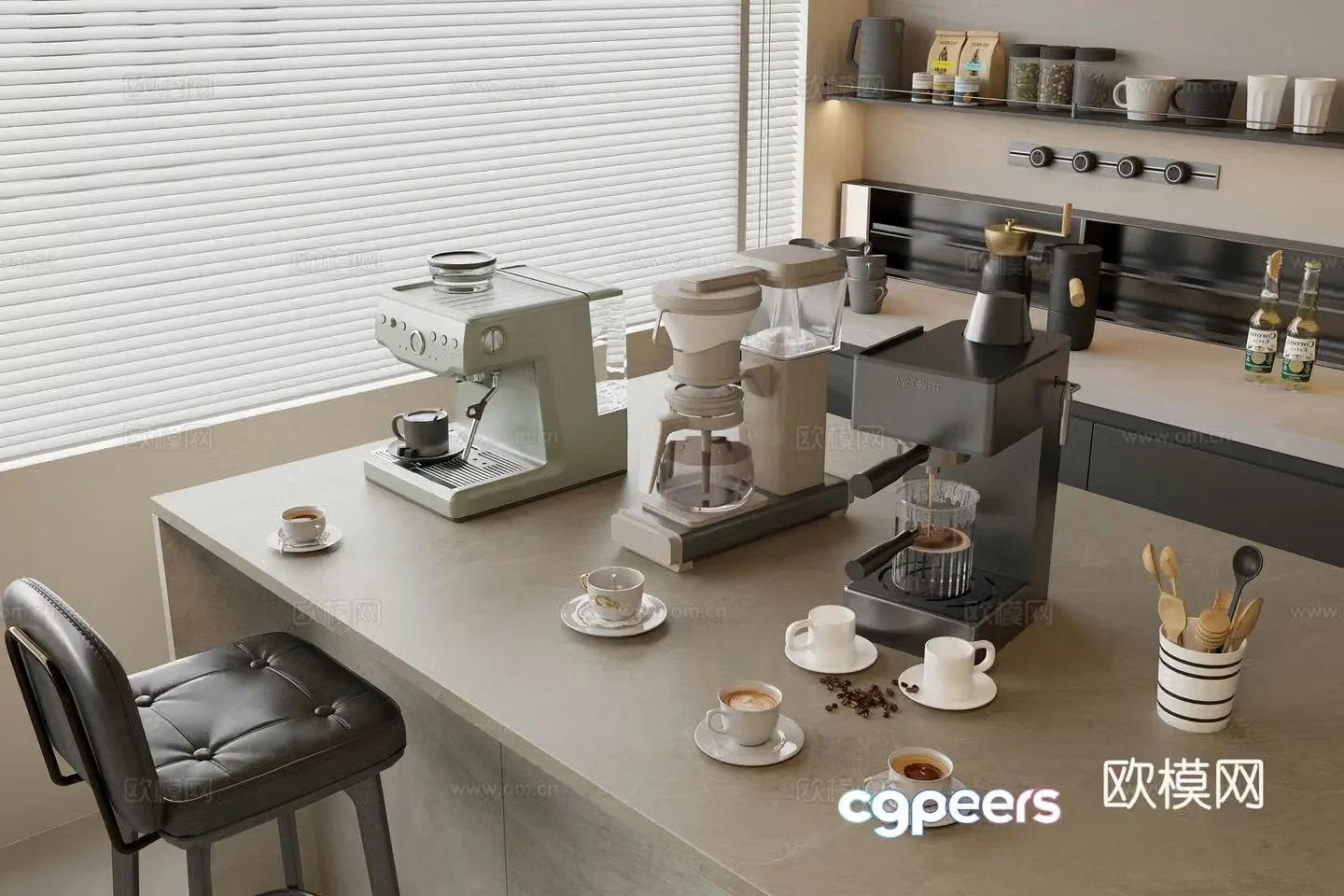 Coffee machine bean grinder coffee cup coffee beans kitchen supplies 3d model