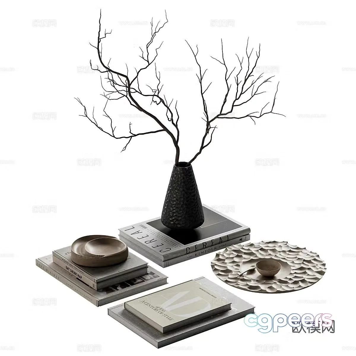 Modern jewelry ornaments books vase 3d model