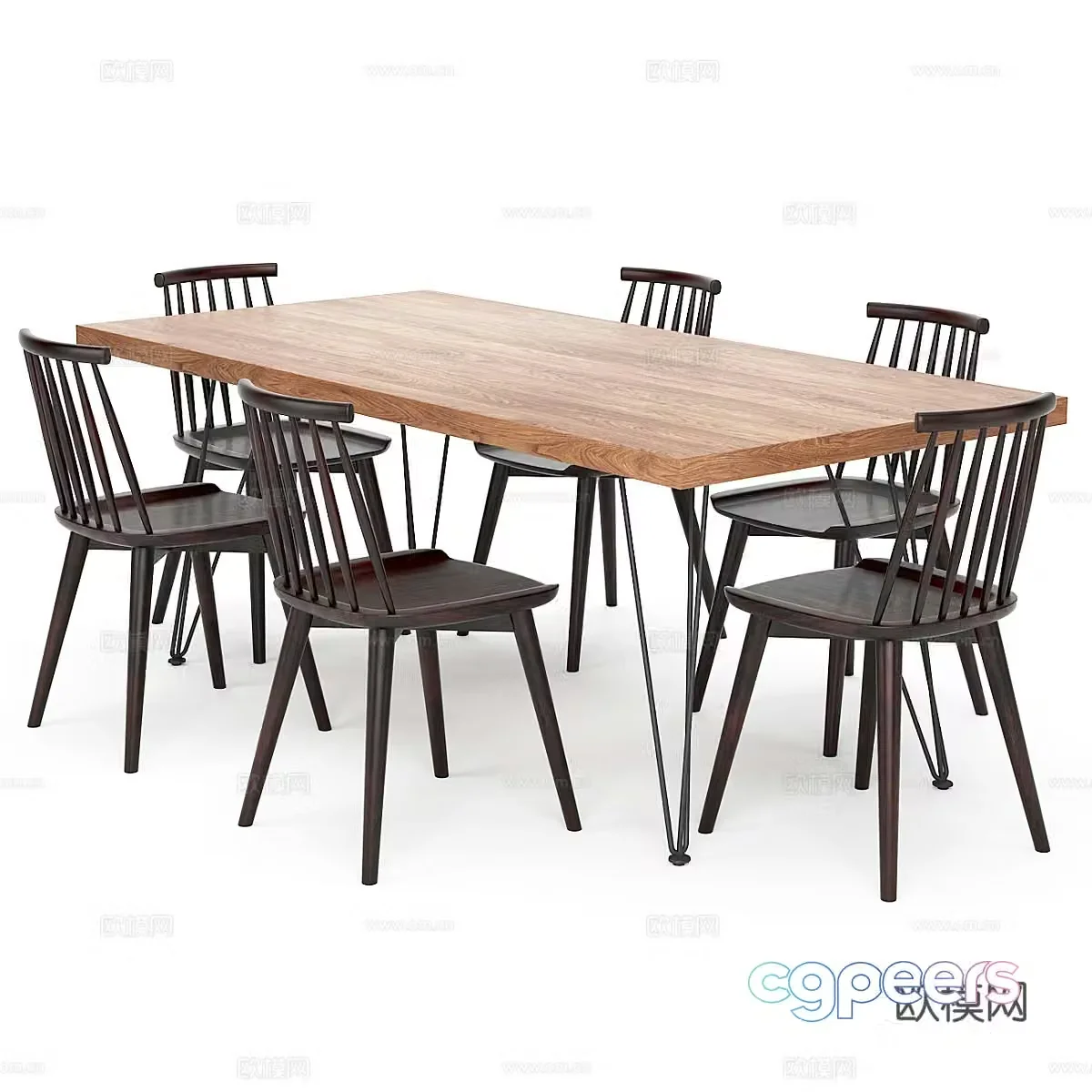 New Chinese dining table and chair 3D model