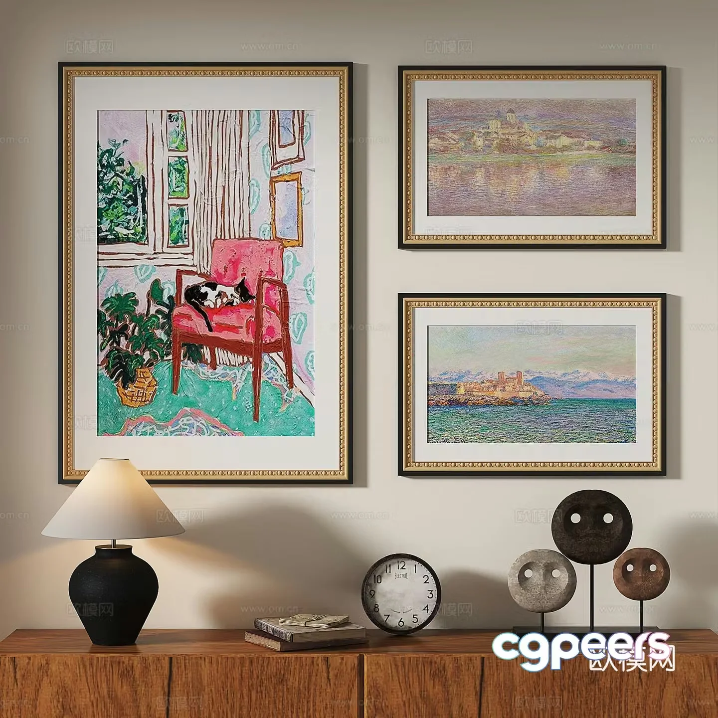 French retro abstract classical oil painting modern abstract decorative painting 3d model
